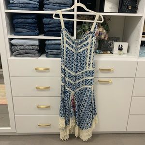 Valiante Blue and White Dress with Crochet Detail